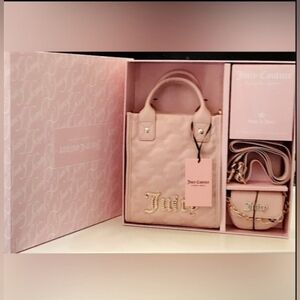 NWT Juicy Couture pink diamond shoulder tote Box Set